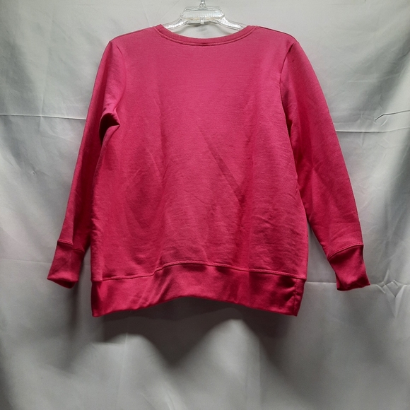 NWT Hanes Jazzberry Pink Heather Eco Smart Ladies Crew Sweatshirt 1XL (16W) - Picture 2 of 6